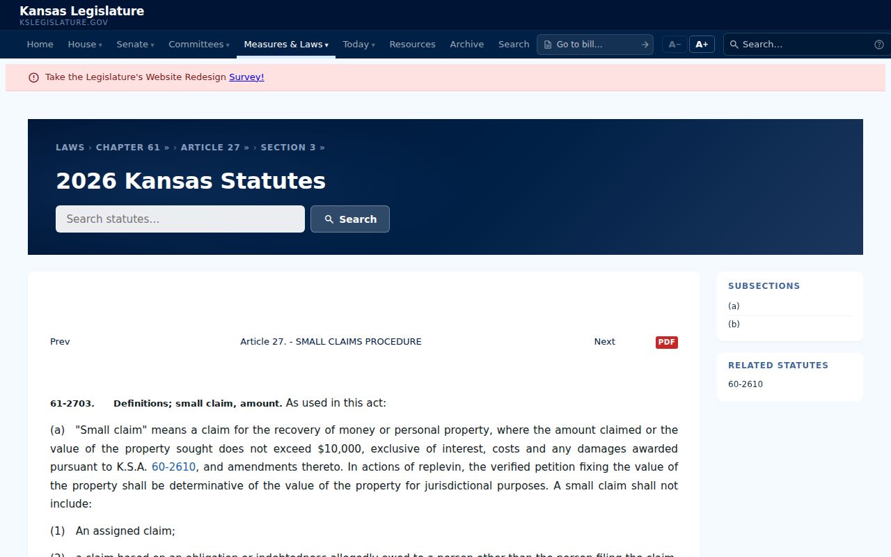 Greenwood County civil docket Kansas small claims statute