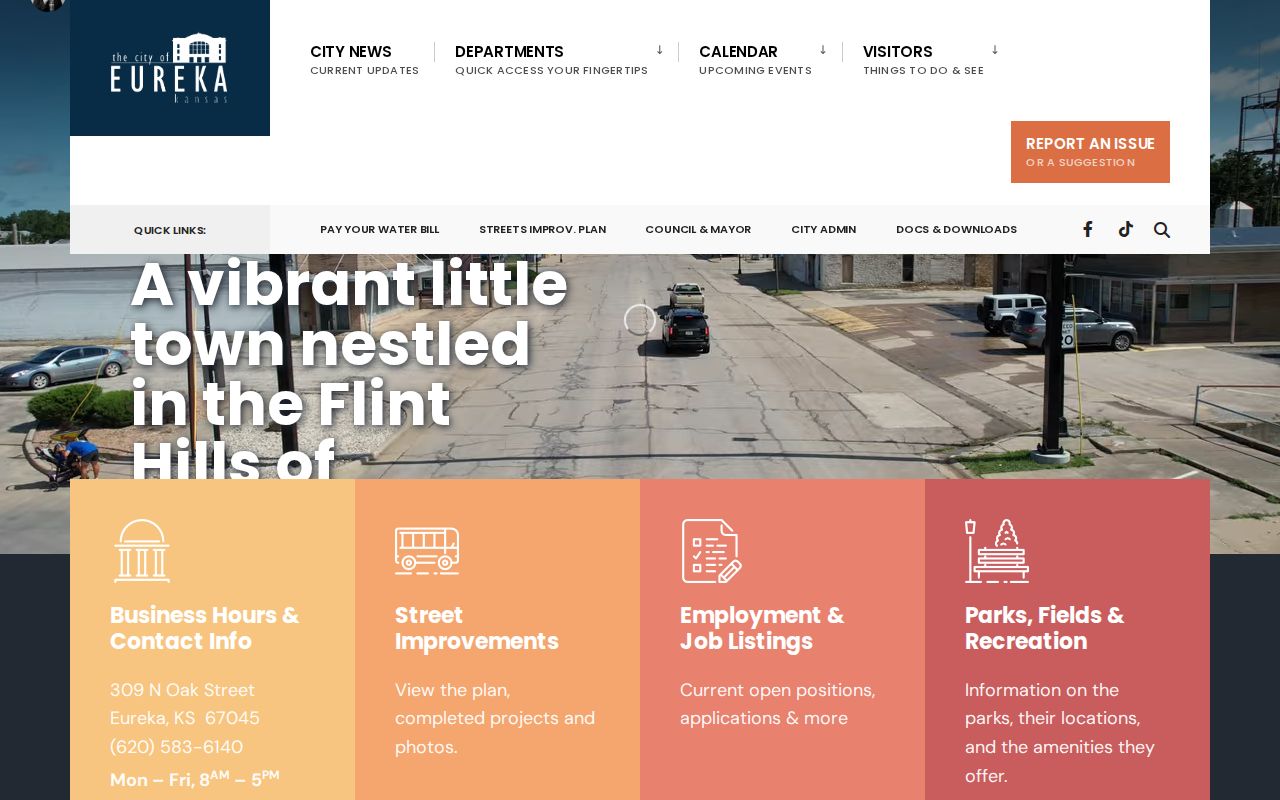 Official City of Eureka website used to reach Eureka court information for the Eureka court docket