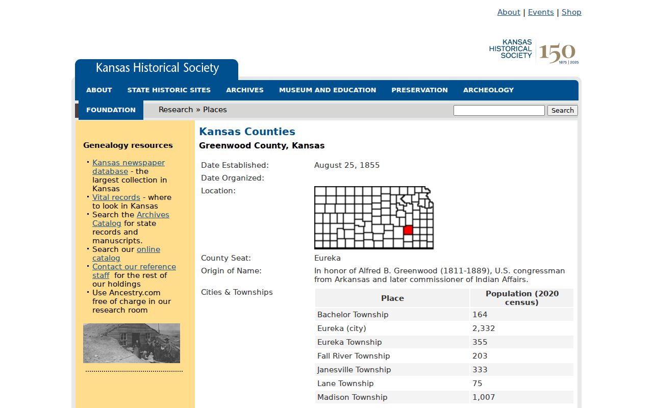 Kansas Historical Society Greenwood County context for Hamilton for the Hamilton court docket
