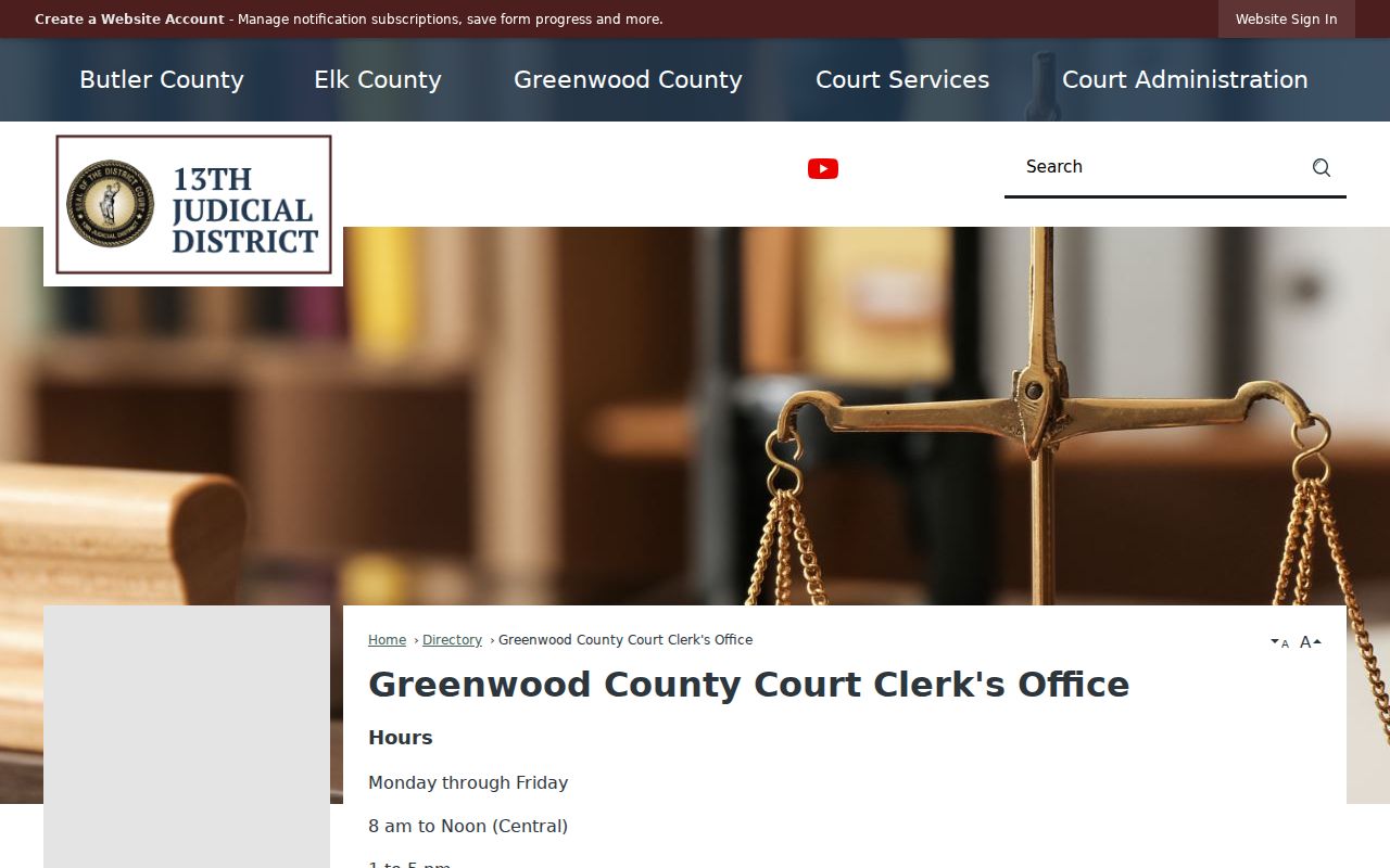 Greenwood County District Court Clerk directory for court docket records