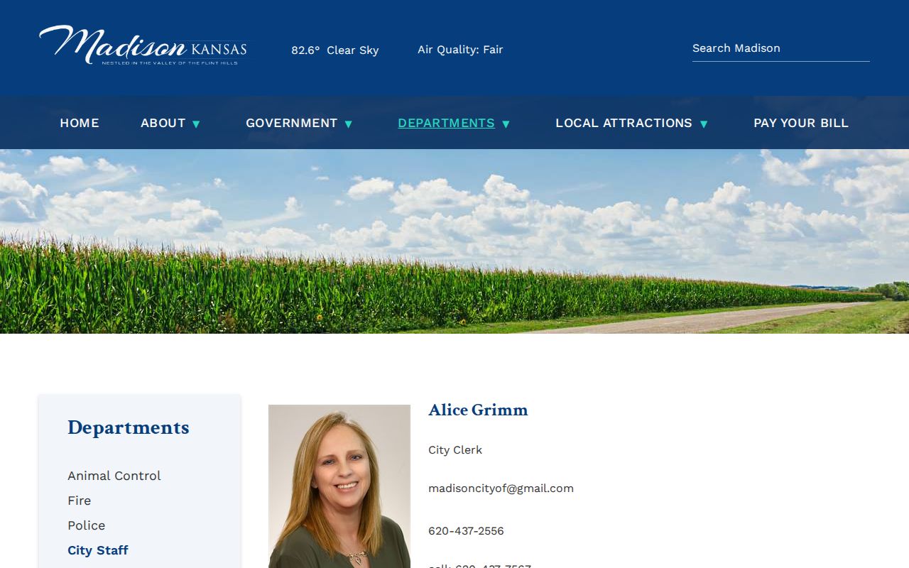 Madison official staff page identifying the city clerk for the Madison court docket